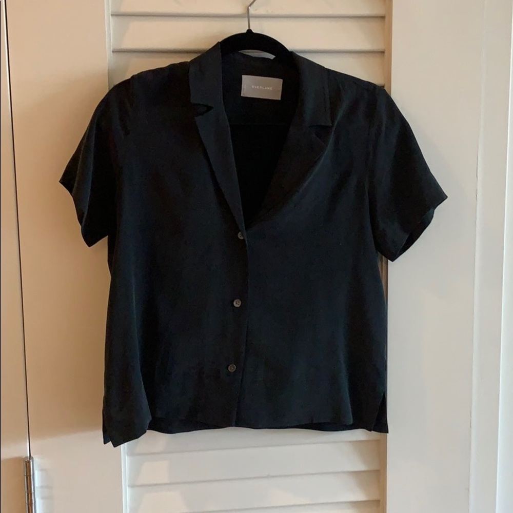 Everlane silk short sleeve notch blouse